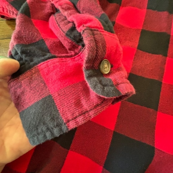 Roots oversize Buffalo plaid button down shirt size L - Picture 4 of 14